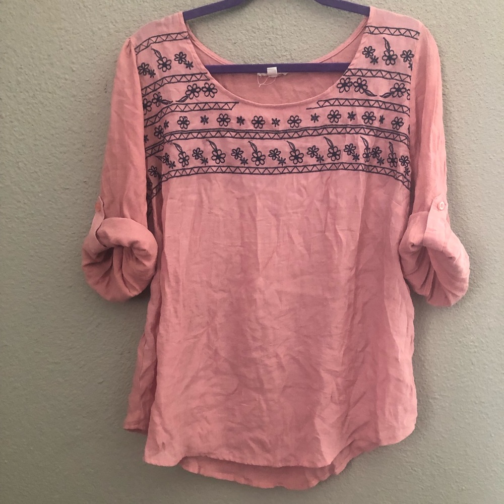 Mine Too Pink Floral Blouse